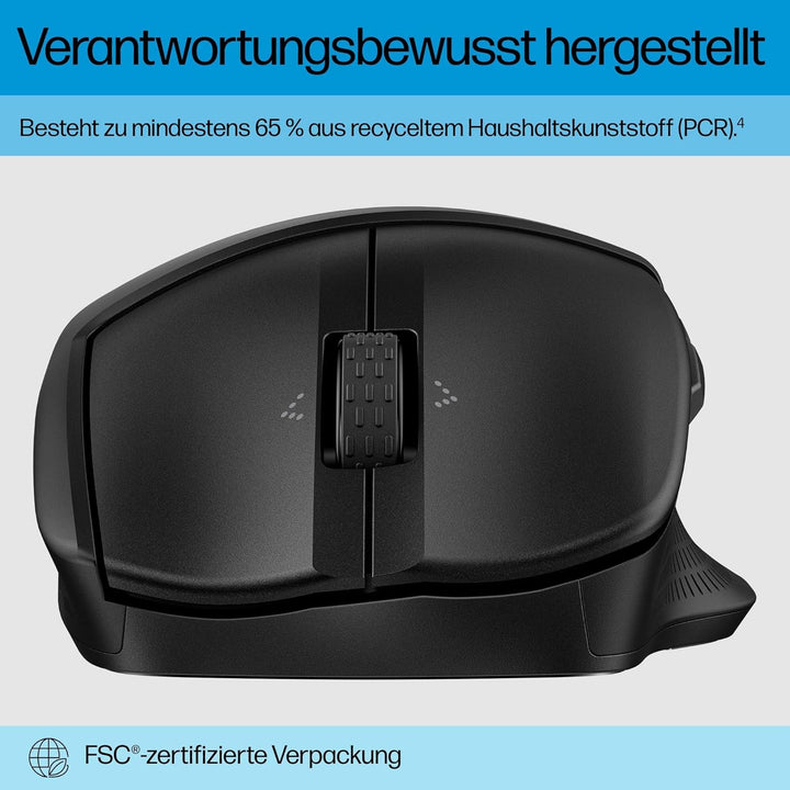 HP 480 Komfort-Maus, Bluetooth 5.3-Verbindung, optischer Sensor mit 4000 DPI, 6 programmierbare Tast