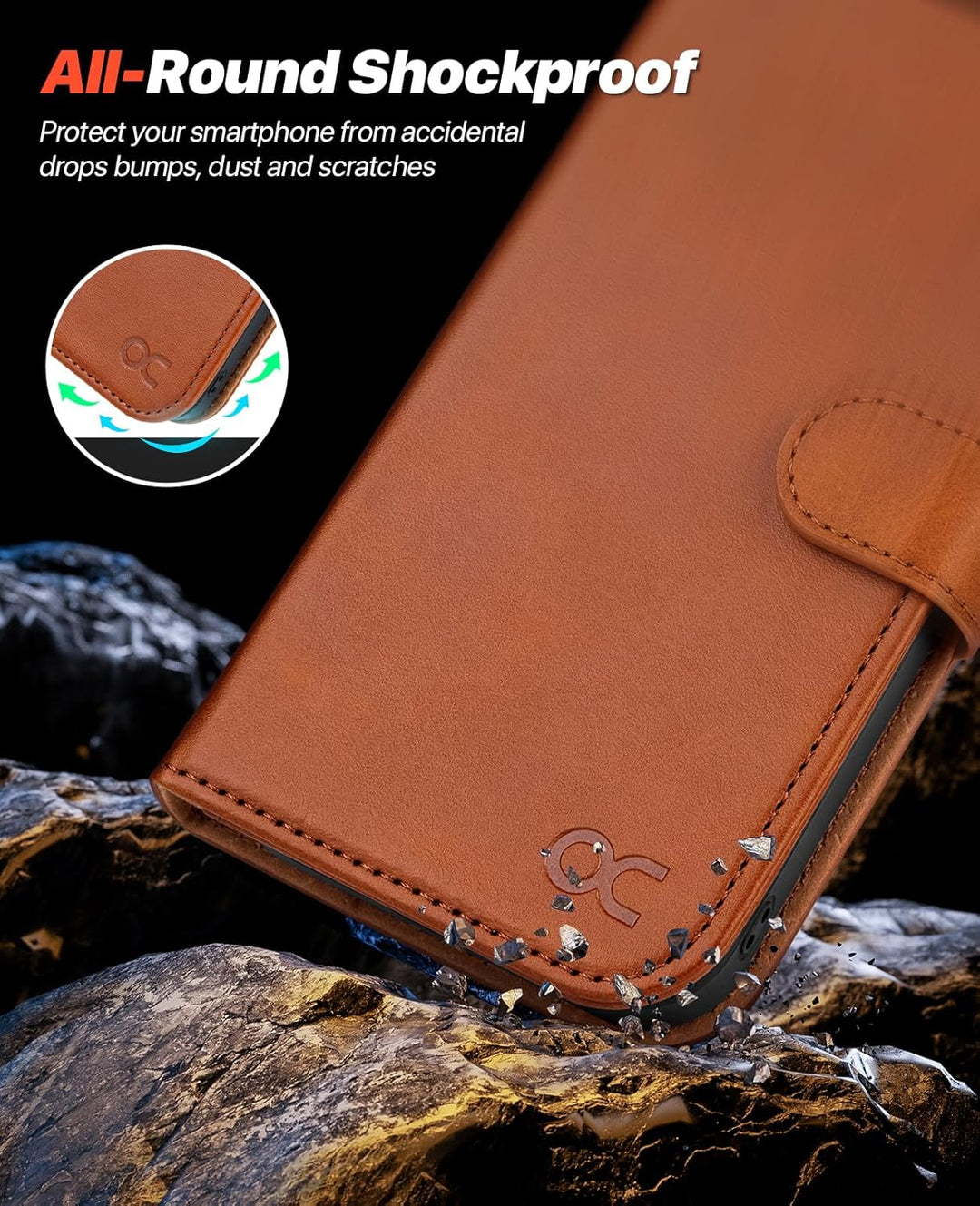 OCASE Kompatibel für iPhone 15 Hülle (2in1) Leder Stossfestes Case, Abnehmbare magnetische Hülle, Mi