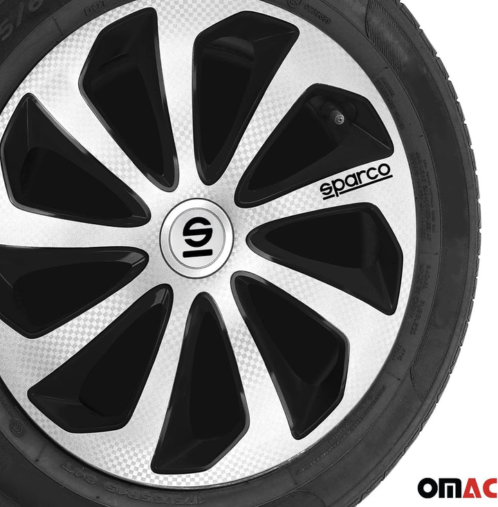Satz Sparco Radzierblenden Sicilia 15-Zoll Silber/Schwarz/Karbon