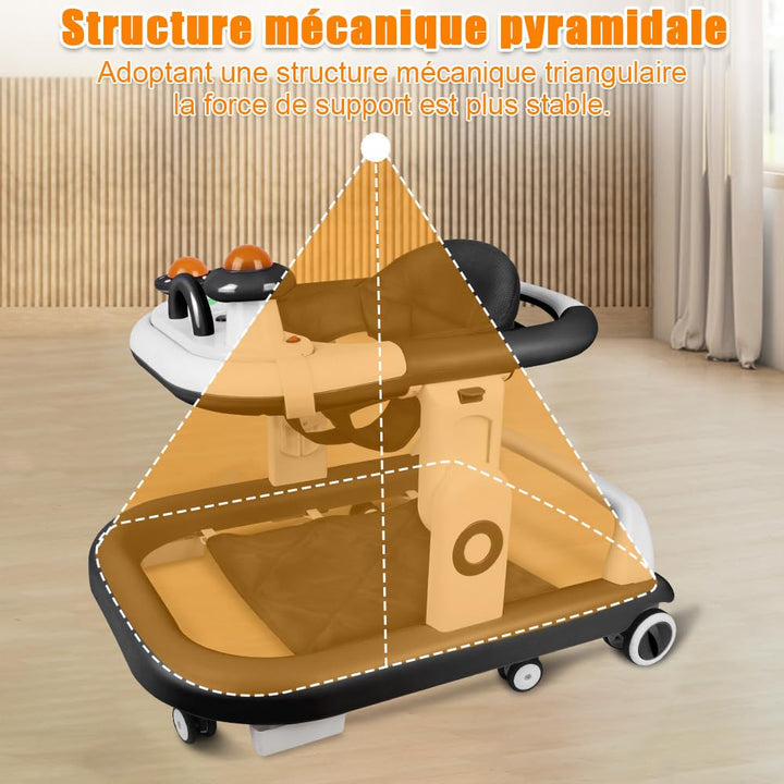 Lauflernhilfe für Babys, mit Spielset und Bodenmatte, robust, faltbar, mit 5 verstellbaren Positione