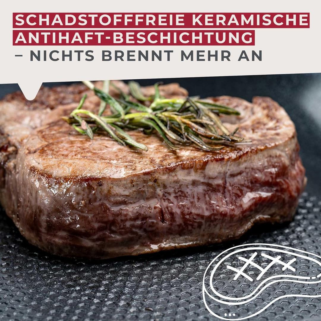FACKELMANN Statement Pfannen-Set, 2-teilig, 24/28cm, aus recyceltem Aluminium mit Keramik-Antihaftbe