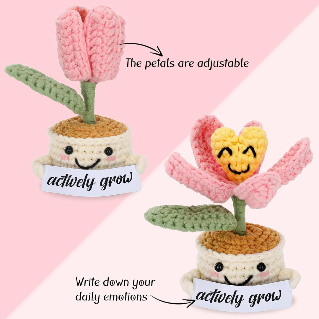 CrochetBox Komplettes Häkelset für Anfänger, Tulpen in Töpfen Häkelset, Video-Tutorial einbeziehen,