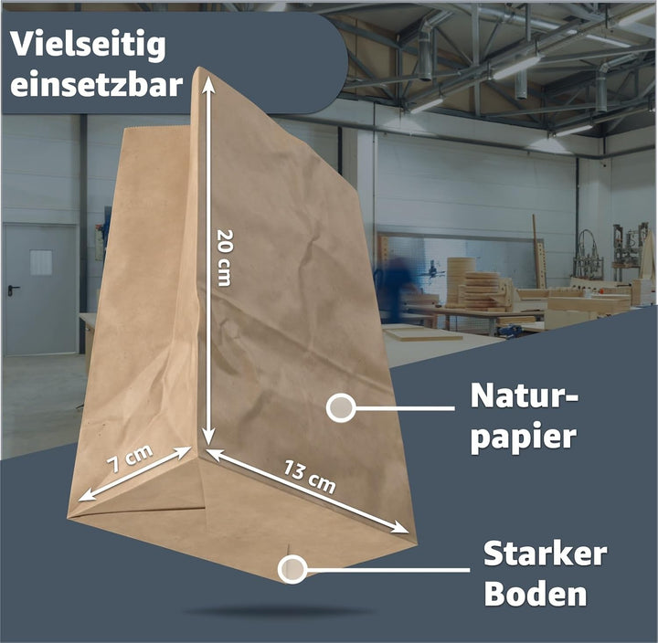250x braune Beutel 265 x 170 mm Kraftpapiertüten aus Kraftpapier als DIY Adventskalender Tüten Beute