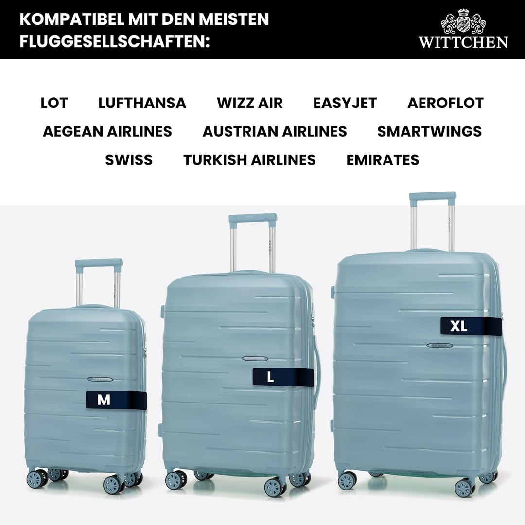 WITTCHEN ARCO Line | Reisegepäck-Set Leichtes Gepäck | Polypropylen TSA-Schloss Teleskopgriff 4 Lenk