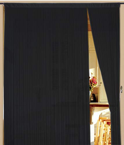 Kaikoon Fadenvorhang Vorhang Fadenstore Fadengardine Messe 150 cm x 400 cm schwarz Neu