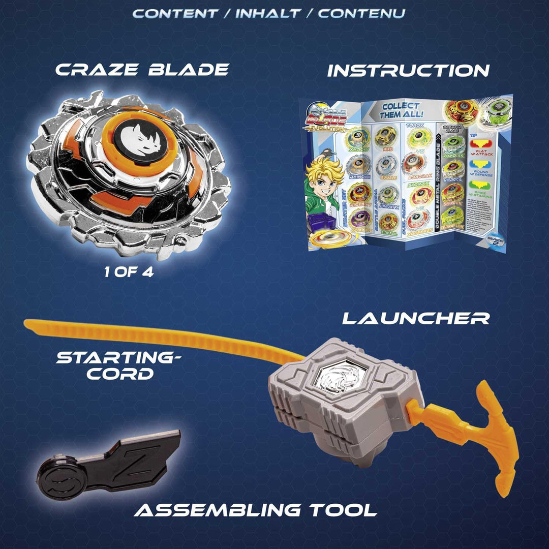 CRAZE Blade Kampfkreisel - Starter Set Evolution Coraxus - Kreisel Metall sehr robust mit Launcher &