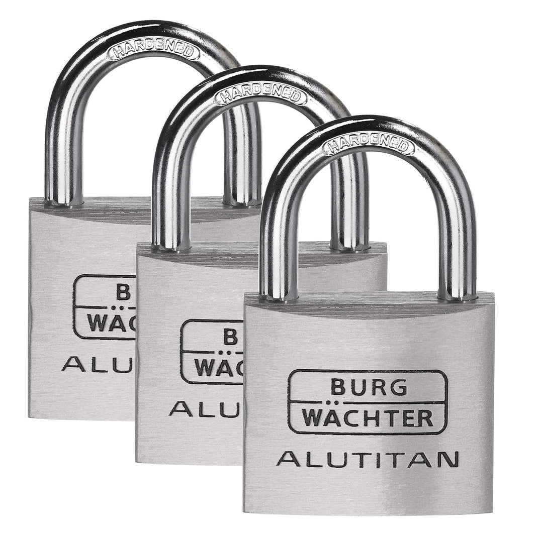 BURG-WÄCHTER 3er-Set Vorhängeschloss mit Schlüssel, Gleichschliessend, Vorhangschloss, 6,5 mm Bügels