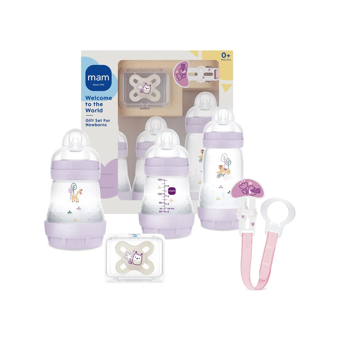 MAM Welcome To The World Geschenkset mit 3 Anti-Kolik-Fläschchen, Start Nano-Schnuller, Clip It! &amp; C