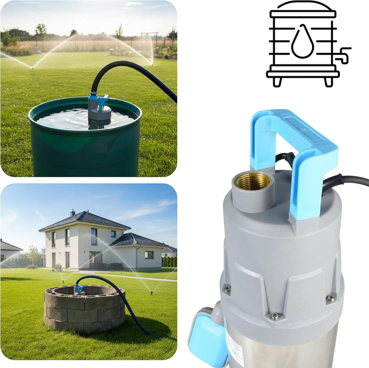 Tauchdruckpumpe FLOX 35P mit Schwimmerschalter (900 W, 6000 l/h, 35 m Förderhöhe) – Klarwasserpumpe