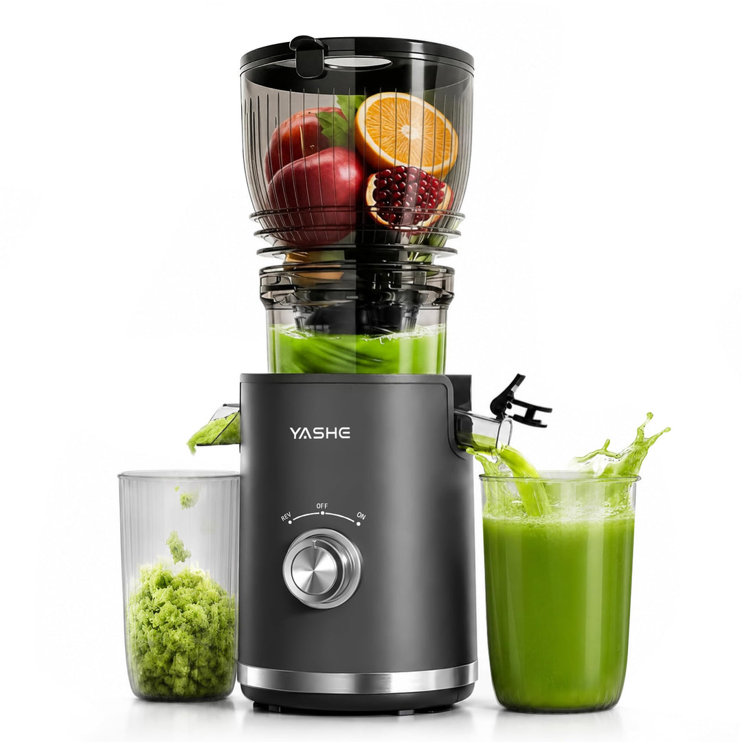 YASHE Entsafter, 300W Slow Juicer mit 148 mm Extra Grossem Einfüllschacht für ganze Früchte &amp; Gemüse