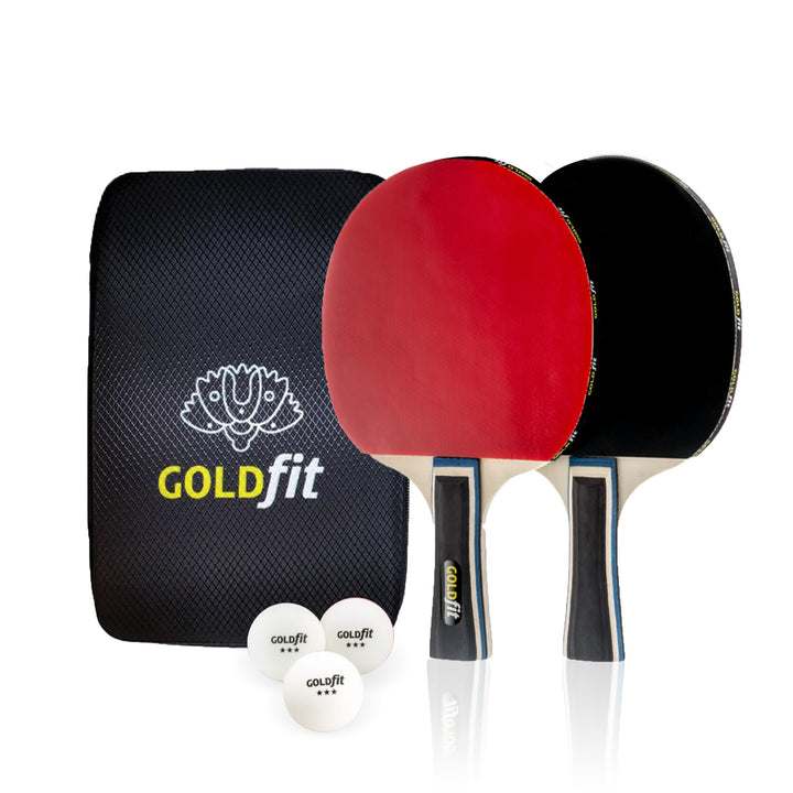 GOLDFIT | Set Tischtennisschläger Profi Tischtennis Set mit Schutzhülle und 3 Bällen | Professionell
