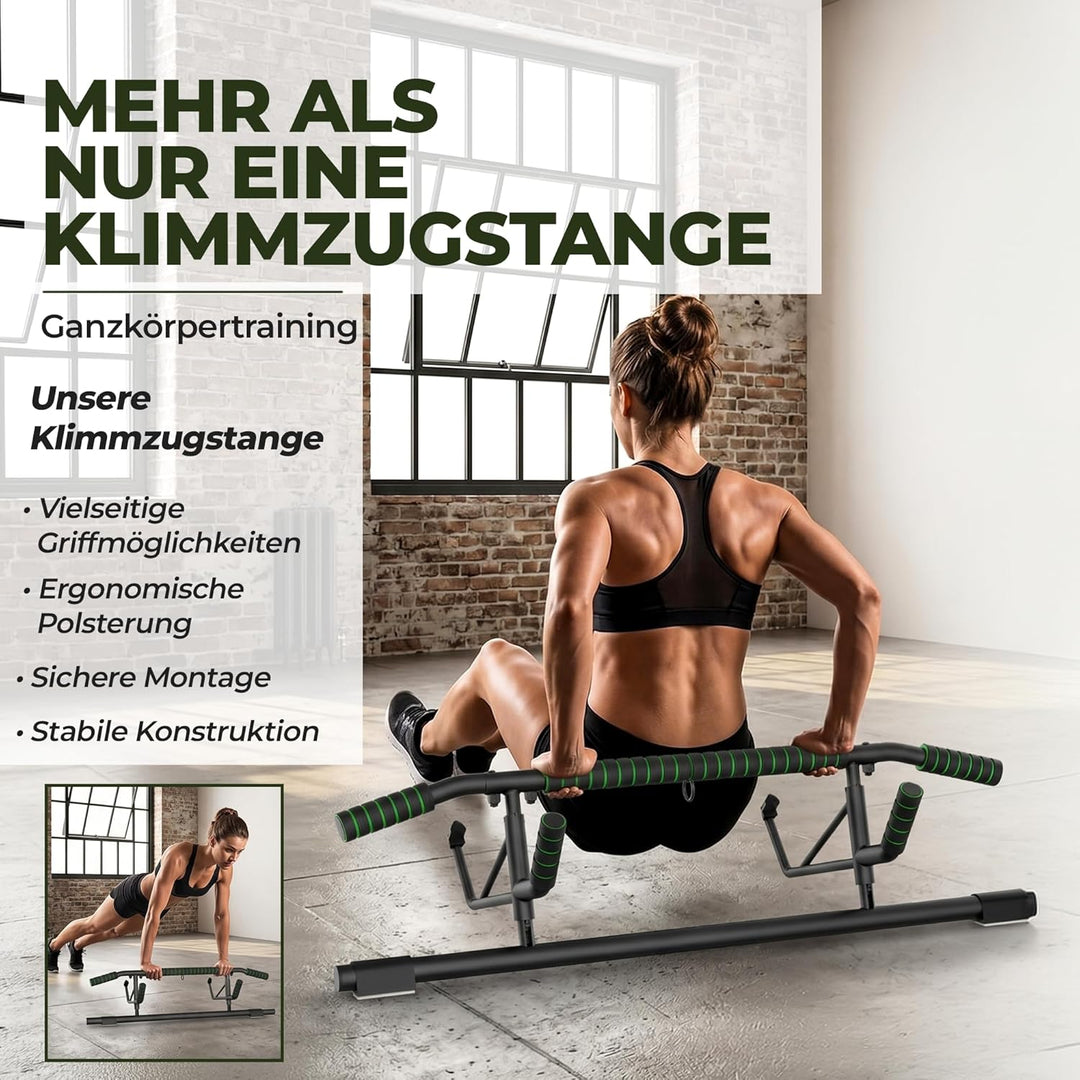 Klimmzugstange Türrahmen ohne Schrauben I Liegestützbrett Set – Home Gym Fitnessgeräte für Zuhause –