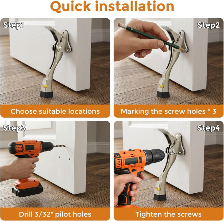 Türstopper, 4 Packungen Kickdown-Türstopper mit One-Touch, verstellbare Höhe und Gummispitze, 10,2 c