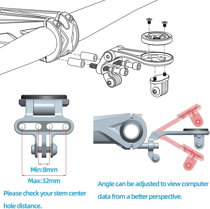 Cestbon Out Front Mount Compatible with Garmin Edge Wahoo Elemnt Bryton Stages Hammerhead Adjustable