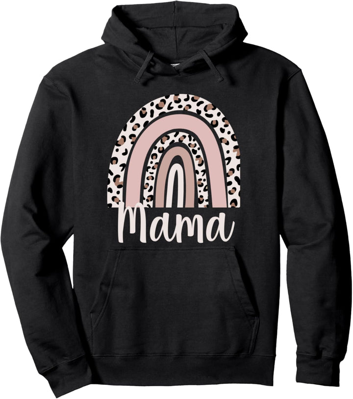 Coole süsse Mama Familie Zeit Neue Mutter Leopard Regenbogen Pullover Hoodie