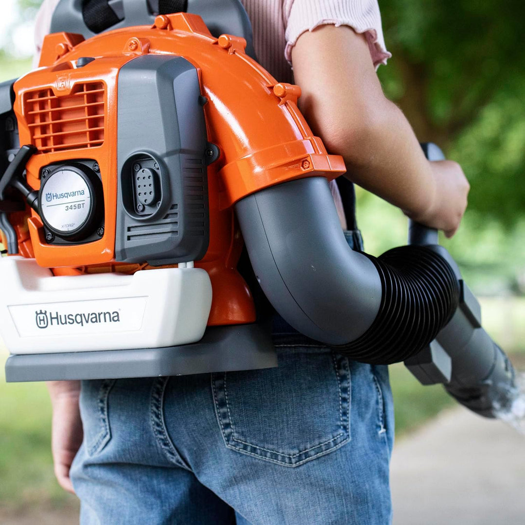 Husqvarna Spielzeug Seifenblasen-Blasgerät 345BT – Rucksack-Seifenblasenmaschine mit realistischem B