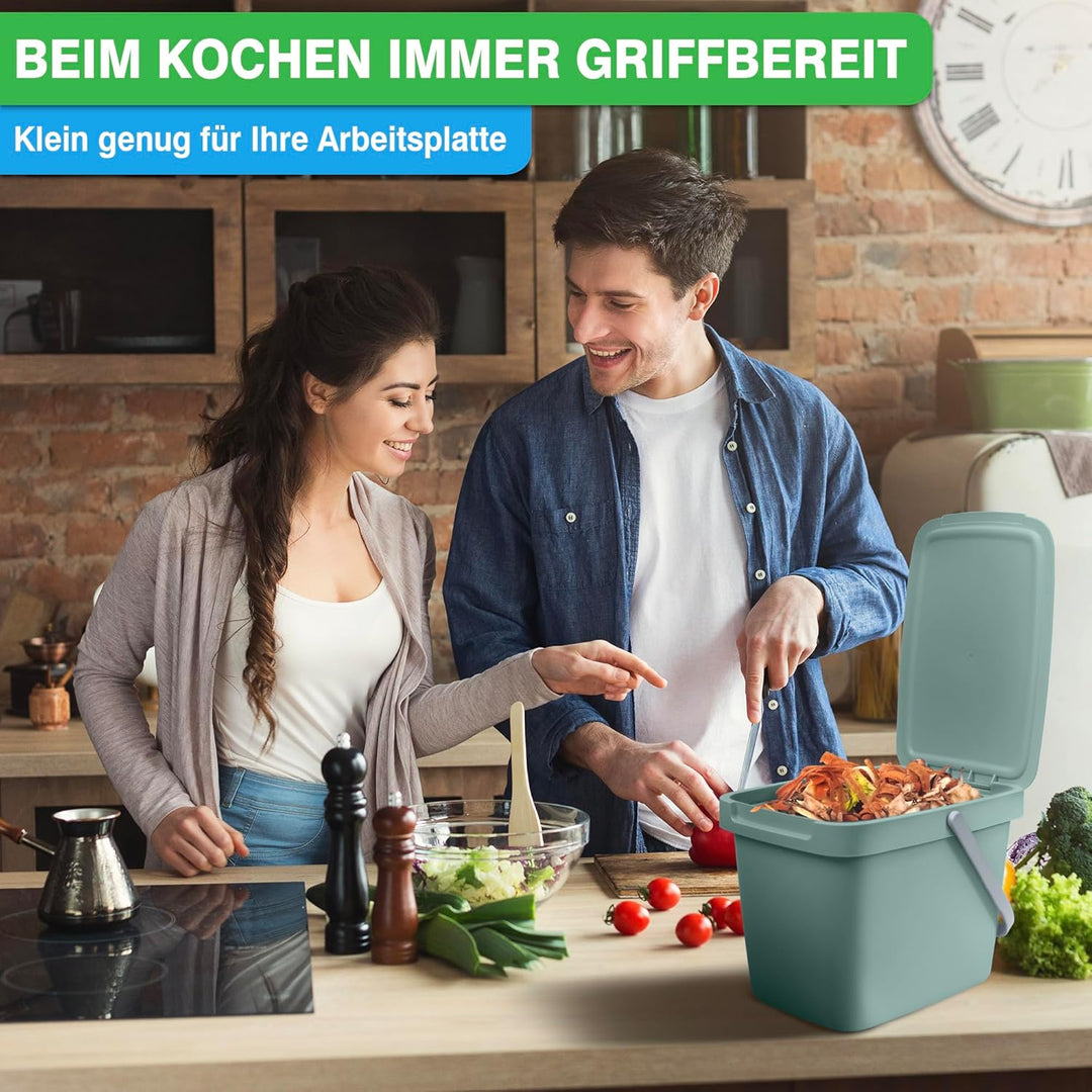 YourCasa 2 Stück Bio-Abfallbehälter für die Küche - 6 Liter Kompostkorb für den täglichen Gebrauch B