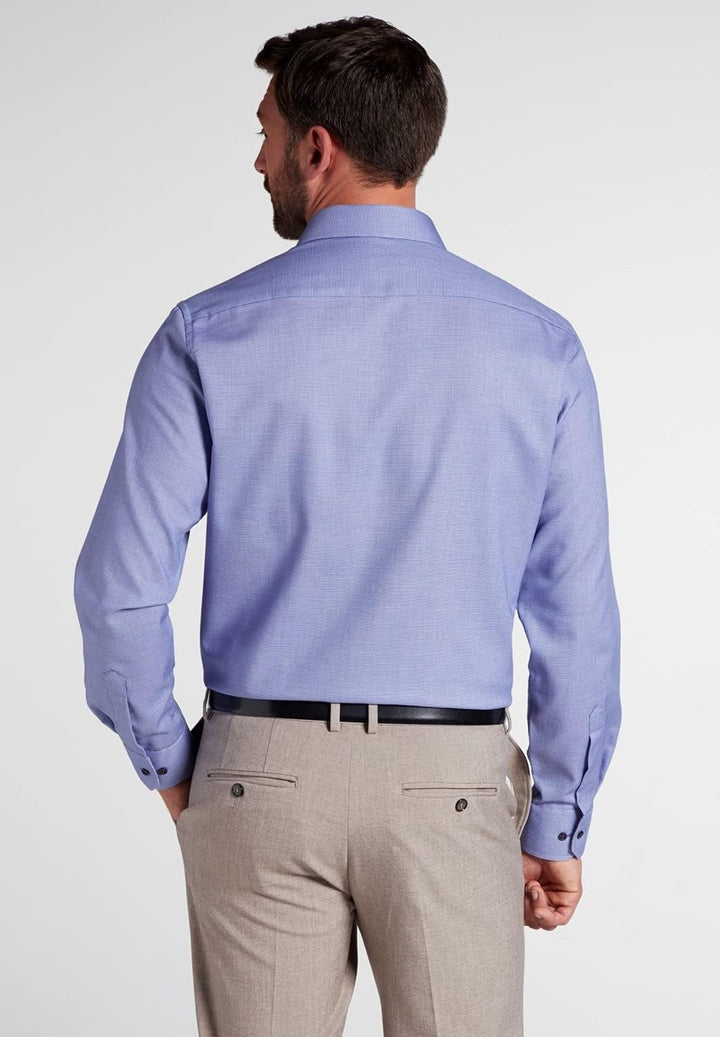 eterna Modern Fit Hemd Langarm Haifischkragen Struktur blau Grösse 45