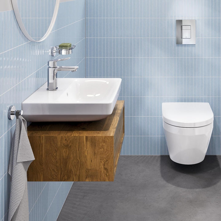 GROHE Dice, Waschtischarmatur, wassersparend (Wasserhahn für das Bad, Badarmatur mit Push-Open Ablau