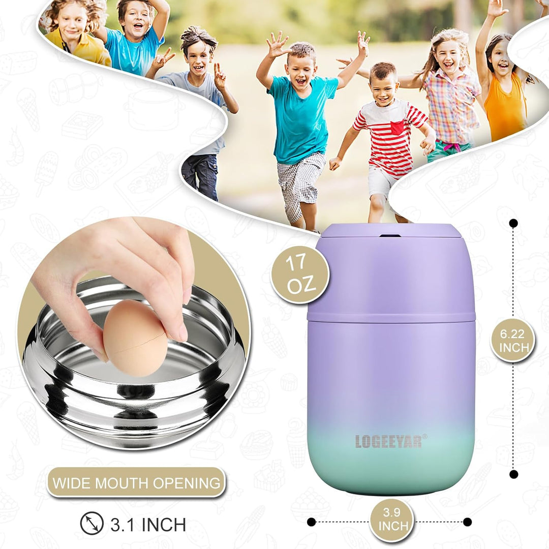 Itslife Thermobehälter für Essen 500ml, Warmhaltebehälter Essen Edelstahl mit Löffel, Thermobecher E