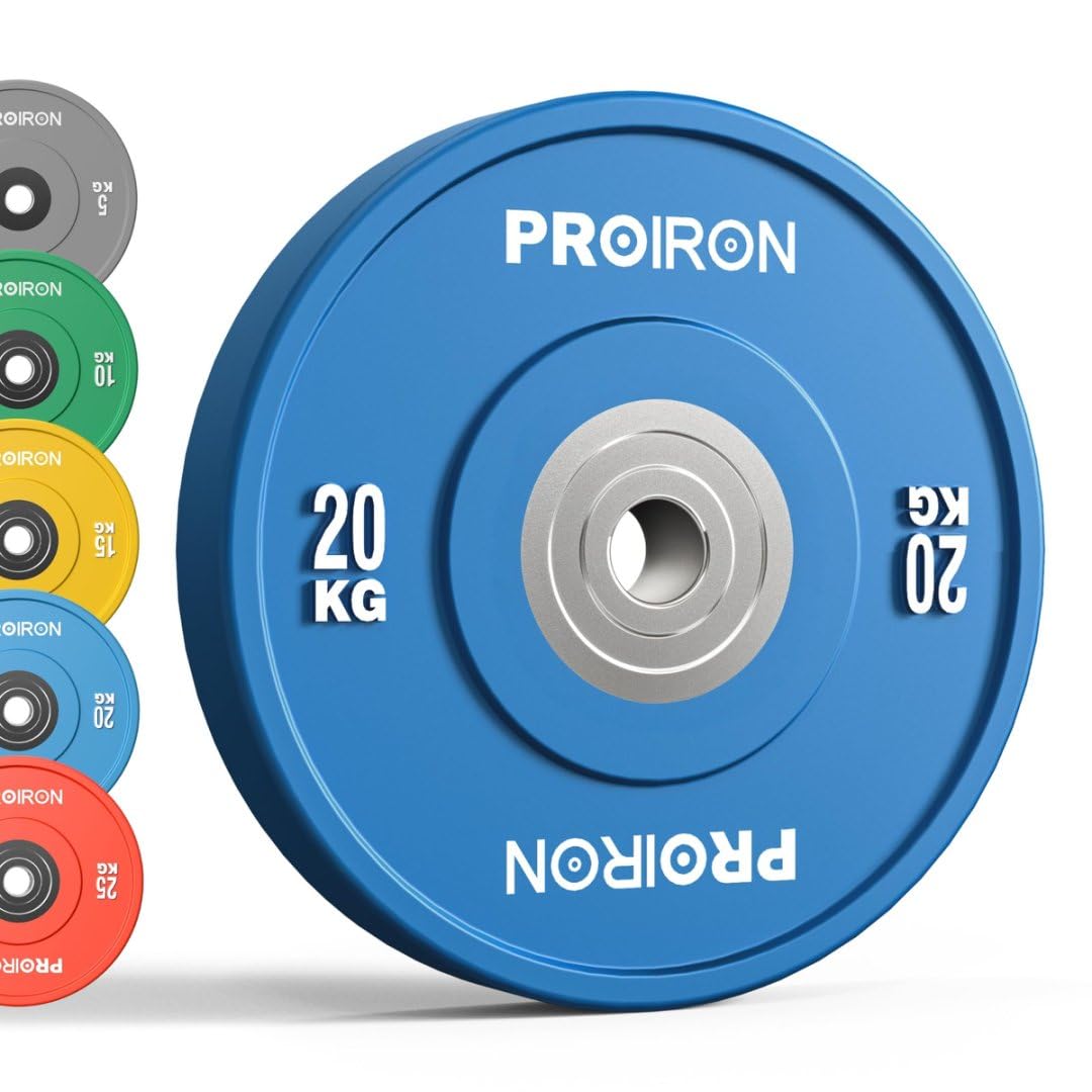 PROIRON Hantelscheiben, Olympic Bumper Plates 50mm, 5-25kg, Hartgummi, Hanteln Gewichtsscheiben nach