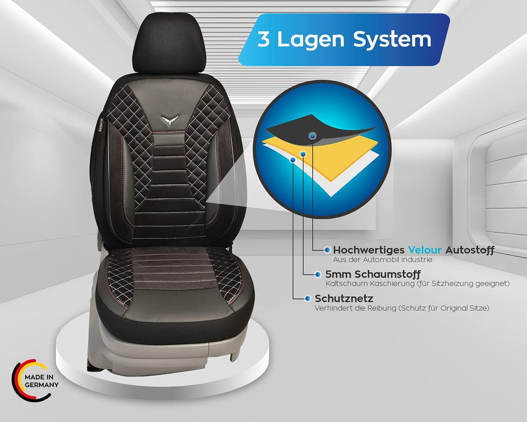 BREMER SITZBEZÜGE Mass Auto Schonbezüge kompatibel mit Peugeot Traveller Fahrer &amp; Beifahrer Set ab 2