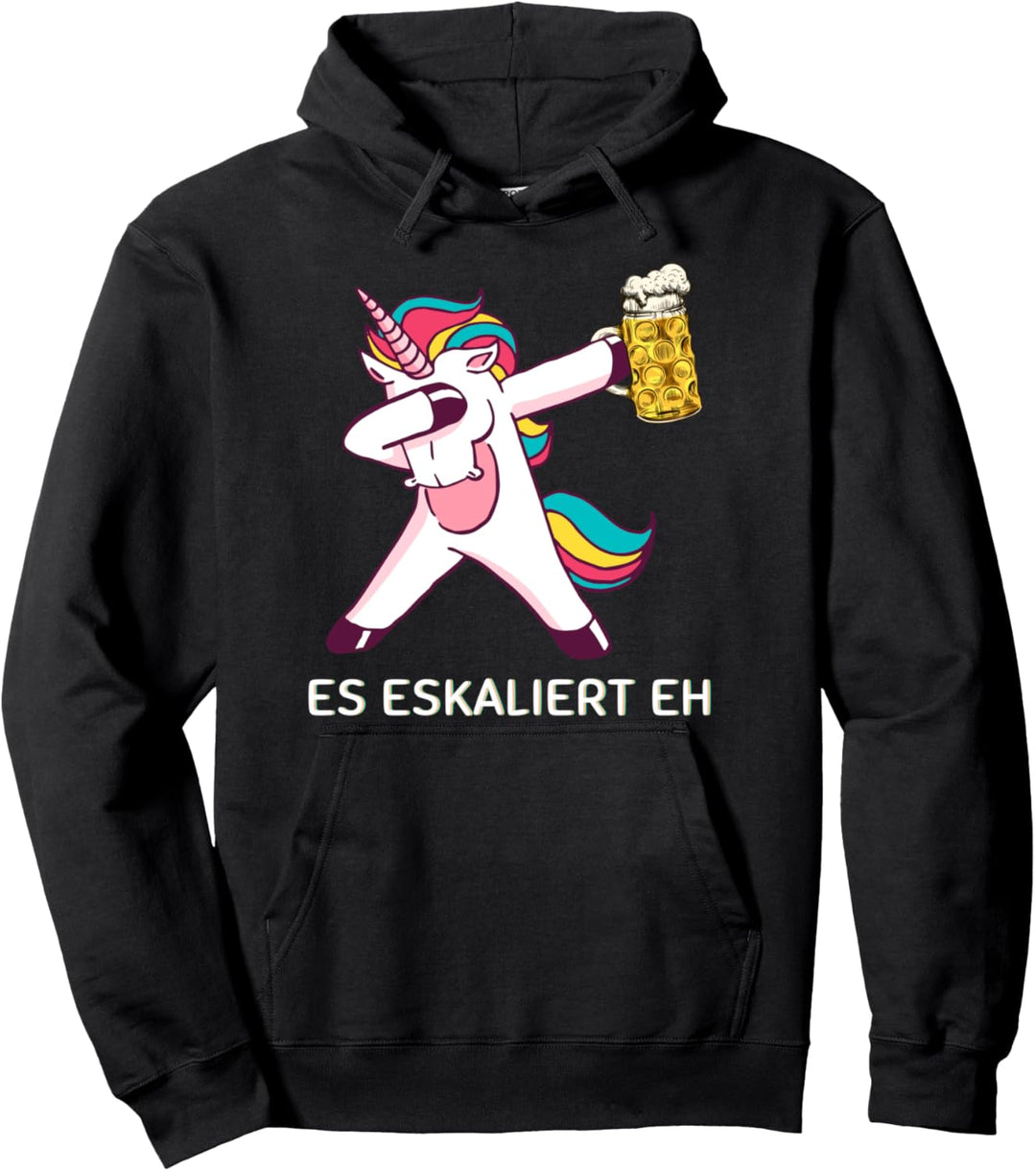 Es eskaliert eh Dabbing Einhorn mit Bier Unicorn &amp; Bierkrug Pullover Hoodie