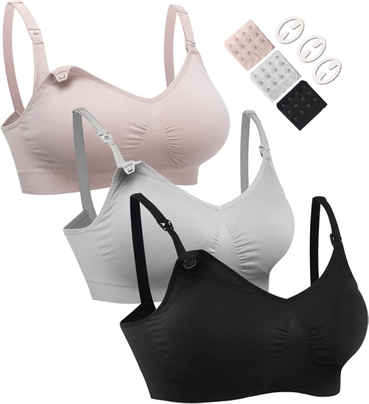 HOFISH Damen 3pack voller Fehlschlag Seamless stillen Schwangerschaft Bras Bralette mit extra-Bra Ex