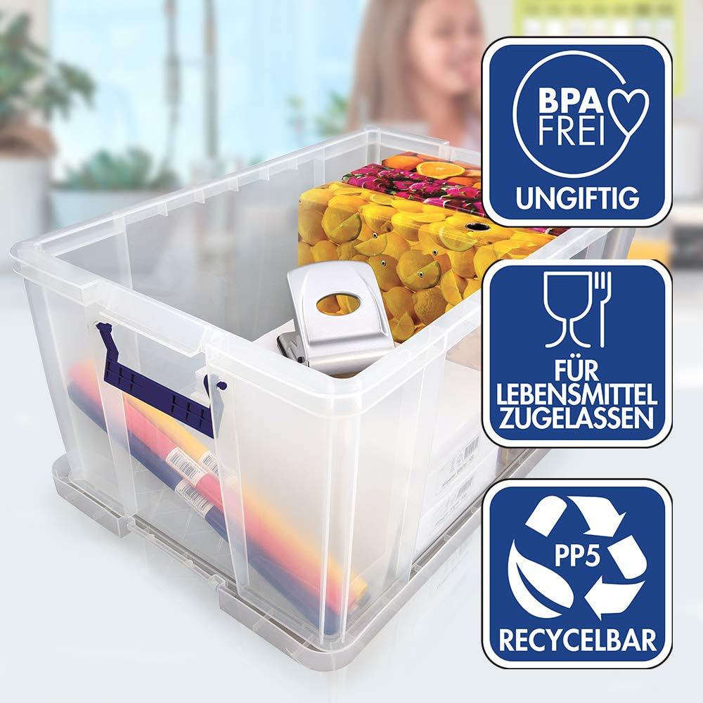 Bankers Box ProStore Grosse Aufbewahrungsbox mit Deckel 70 Liter aus Plastik (Innenmasse 30 x 58 x 3