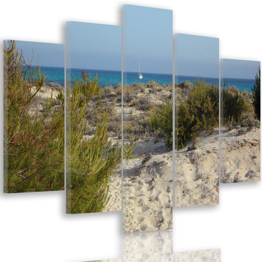 Leinwandbild Landschaft 5 TLG Bild Kunstdruck Strand Dünen See bunt 250x120 cm Leinwandbild 250x120