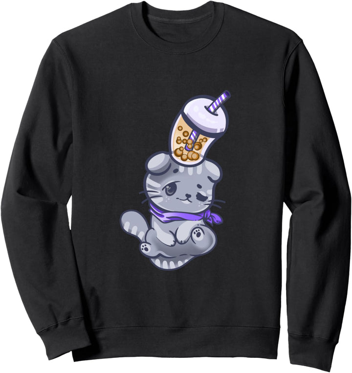 Kleine Katze, Kitten mit Bubble Tea, Mädchen, Kinder Sweatshirt
