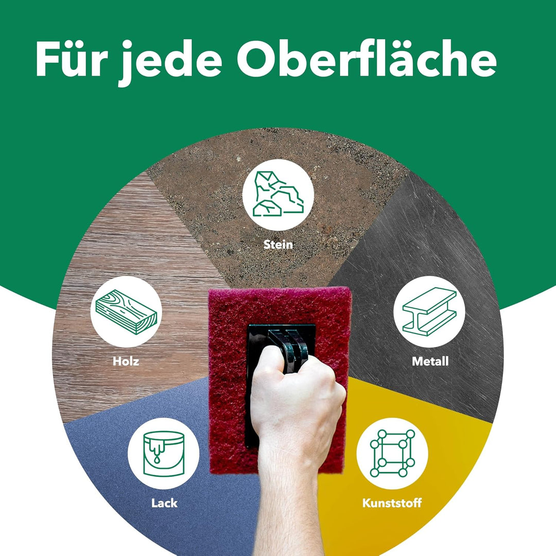 BISATEX® Schleifvlies 5er Set verschiedene Körnungen P100-800 - Langlebige &amp; zuschneidabre Schleifpa