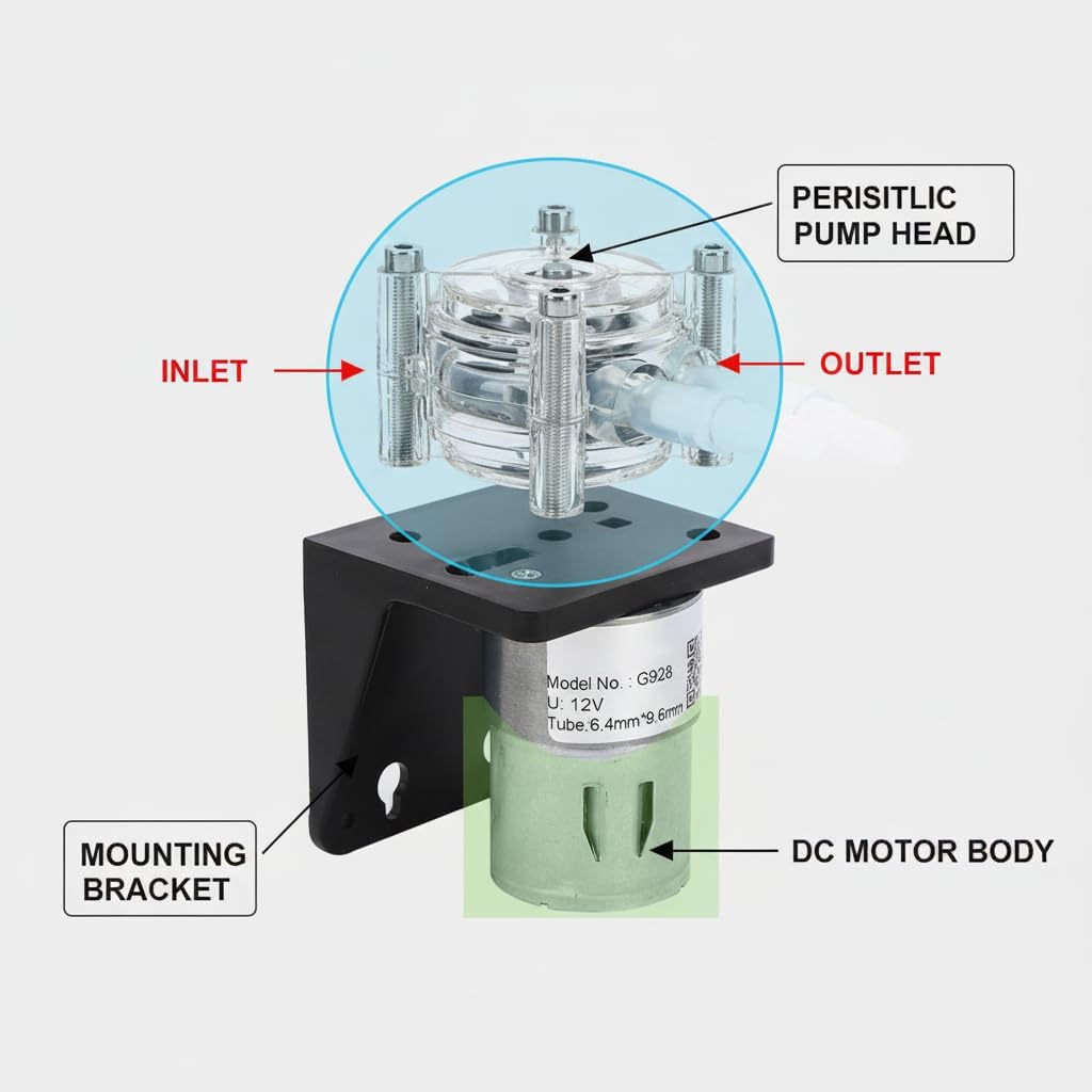 Peristaltikpumpe mit grossem Durchfluss Korrosionsbeständige Dosierpumpe 500 ml/min(12V)