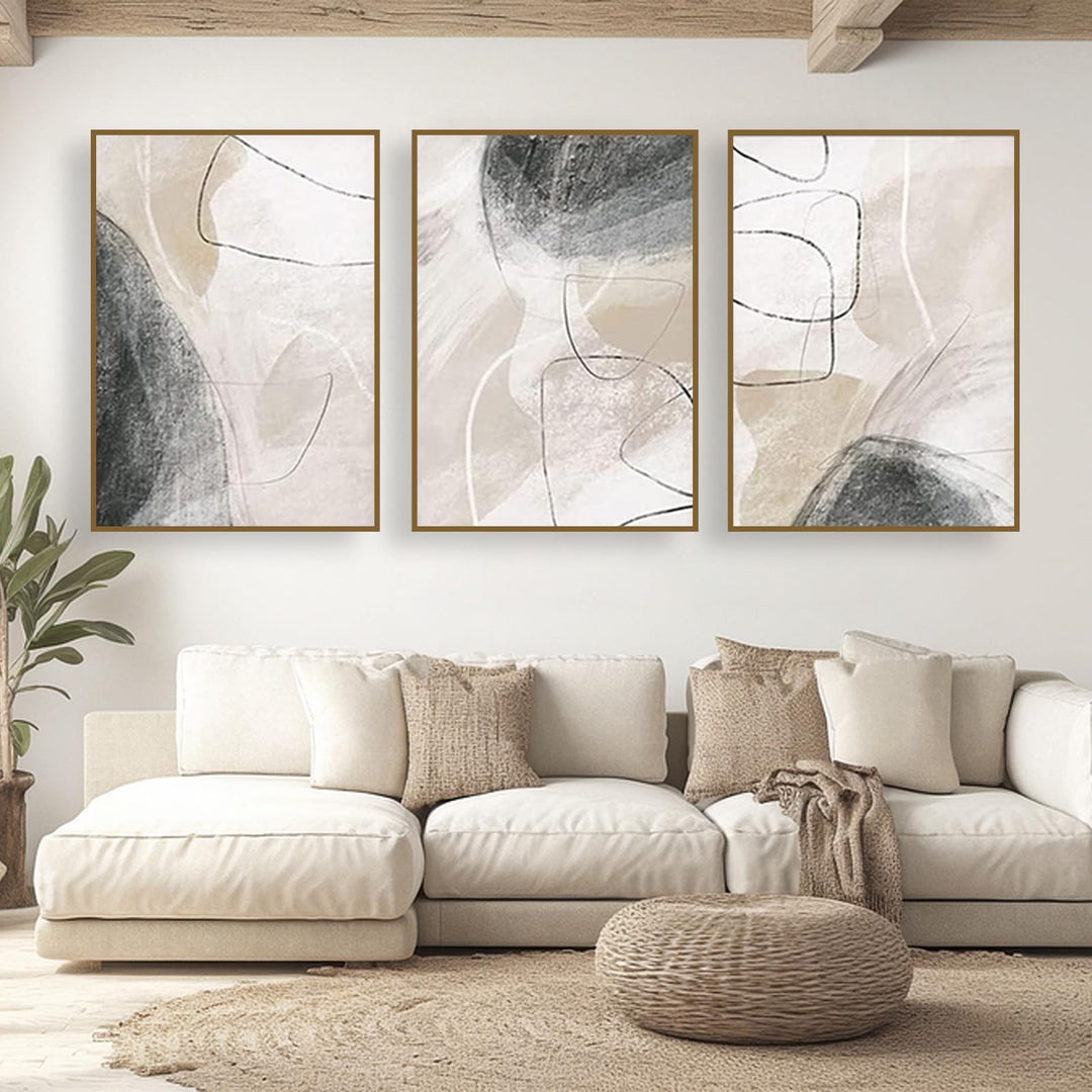 UGZDEA Abstrakt Leinwand Poster 3er Set, Moderne Geometrie Formen Leinwand Bilder Wohnzimmer Schlafz