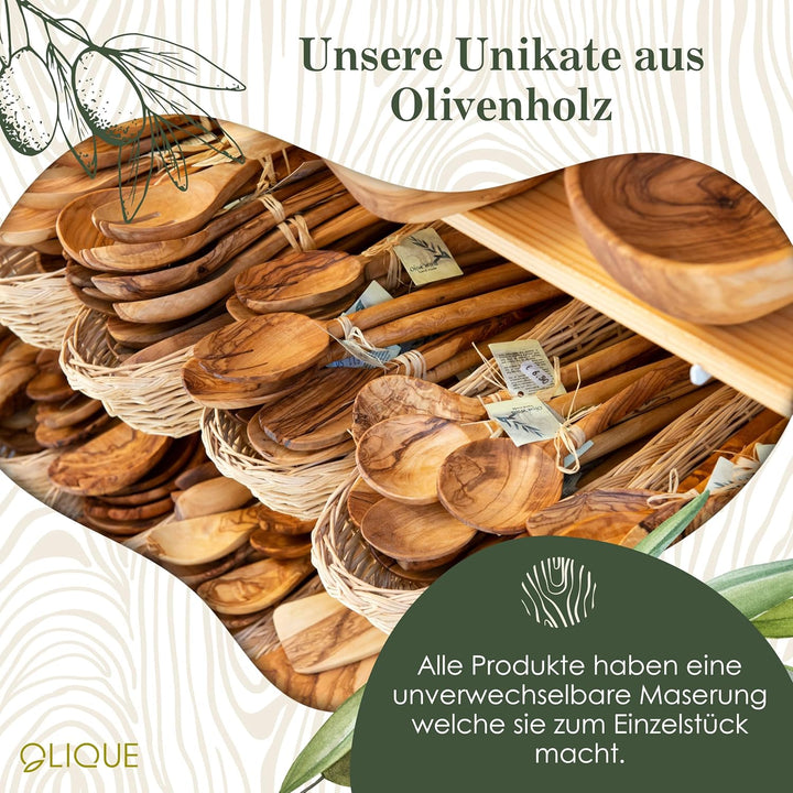 Holzherzen personalisiert, Olivenholz - Verbundene Holz Herzen mit Gravur als individuelles Geschenk