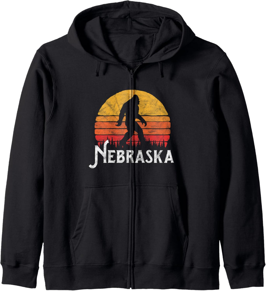 Retro Nebraska Bigfoot Silhouette Sun - Believe! Kapuzenjacke