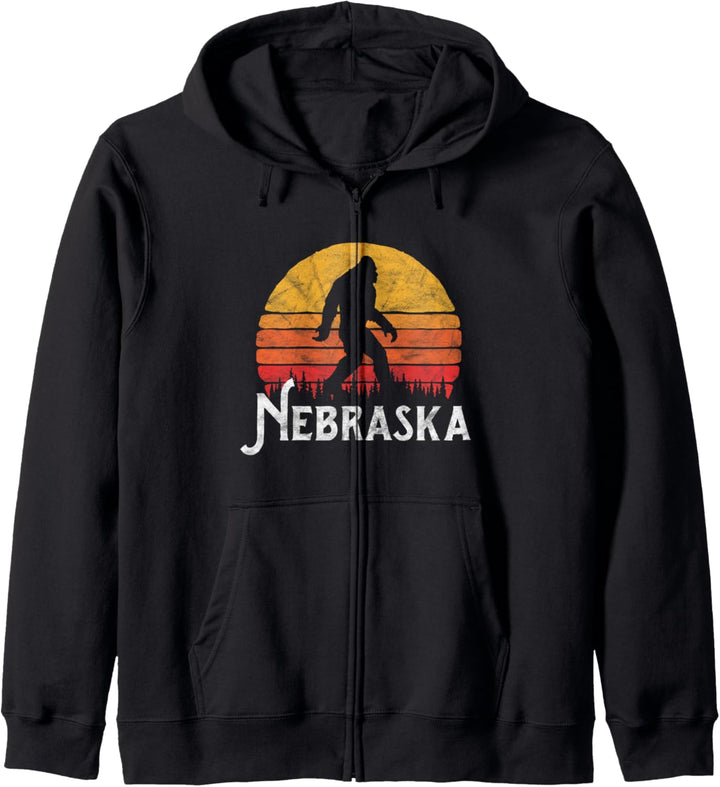 Retro Nebraska Bigfoot Silhouette Sun - Believe! Kapuzenjacke