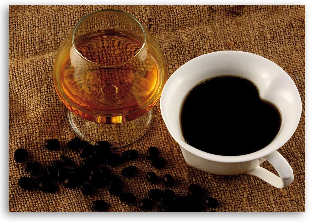 Feeby Wandbild Kaffee Druckbild Leinwandbild für Wohnzimmer Braun 100x70 cm M14317 100x70 cm, M14317
