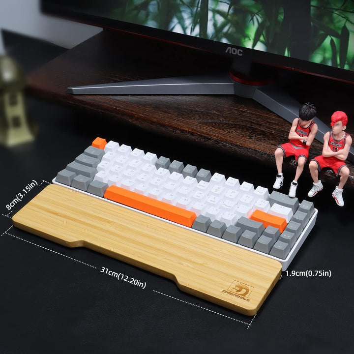 MAMBASNAKE Handballenauflage aus Bambus für 61-Tasten-60%-Tastatur,A-Klasse Bambus,Ergonomische Hand