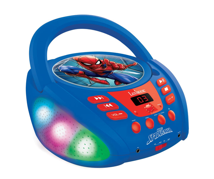 Lexibook - Marvel Spider-Man - Bluetooth-CD-Player für Kinder - Tragbar, Lichteffekte, Mikrofonbuchs