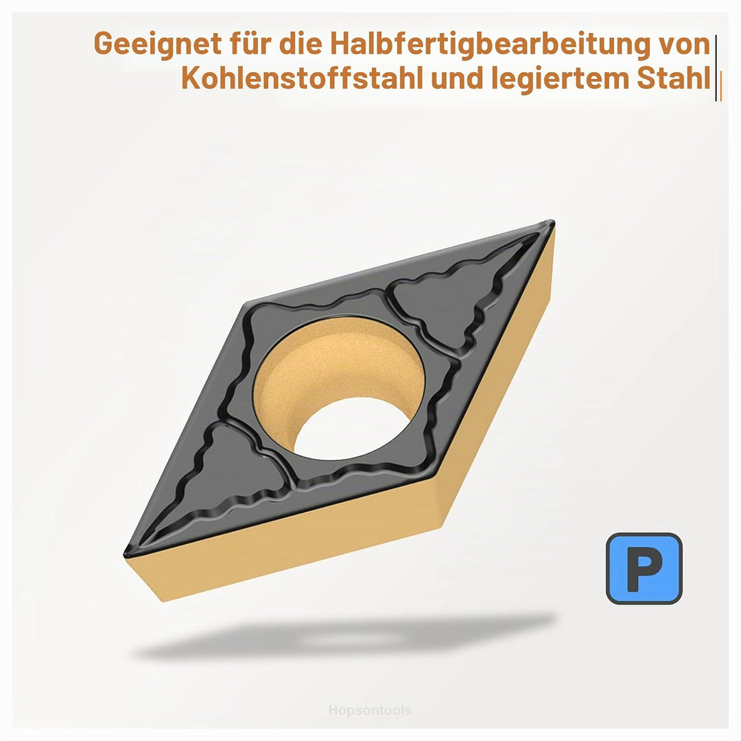 Dreh-Wendeschneidplatte DCMT 070204 DCMT21,51 zum Drehen von Stahl, CVD-beschichtete, 10 Stück DCMT0