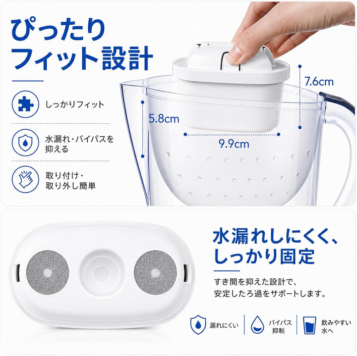 kompatible Wasserfilter Kartuschen, Ersatzfilter für Wasserfilterkannen 6 Stück, 6 Stück