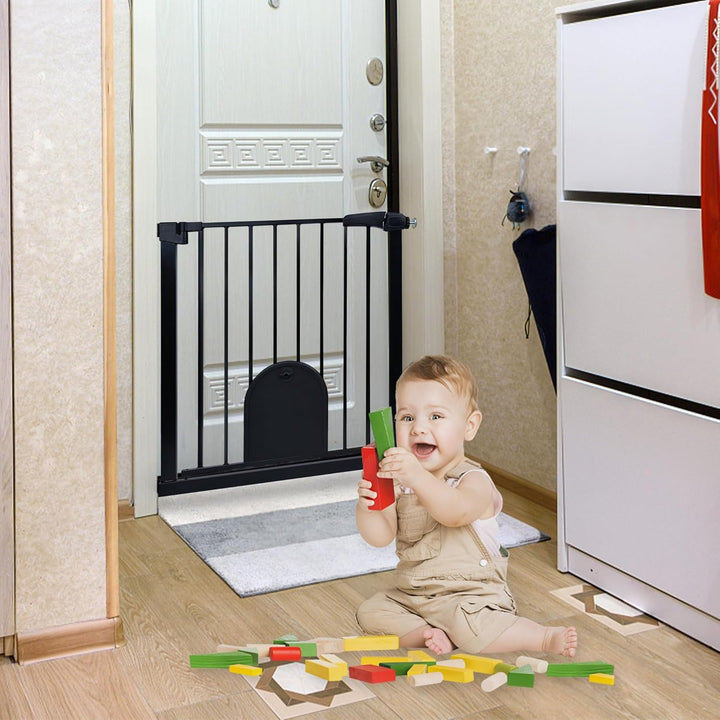 Froadp Türschutzgitter Baby Treppengitter 75-85cm Kindergitter ohne Bohren Türgitter mit Tür für Hun