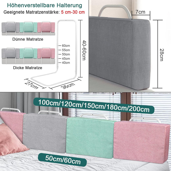 Froadp 120cm Rausfallschutz Beistellbett Leinen Kindersoftpack Bettgitter Tragbare Bettschutzgitter