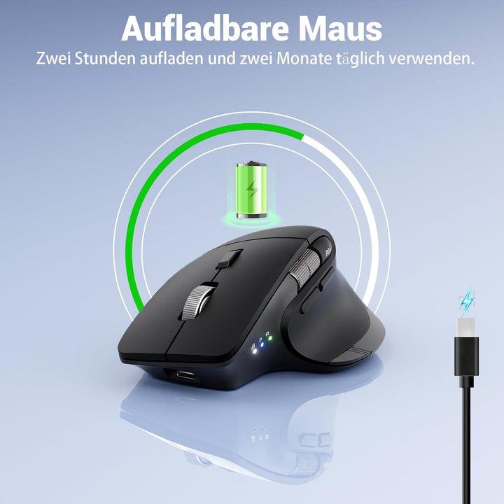 INFINMIND L551 Pro+ Kabellose Maus, programmierbare Bluetooth-Maus, geräuschlose Mehrgeräte-Design m