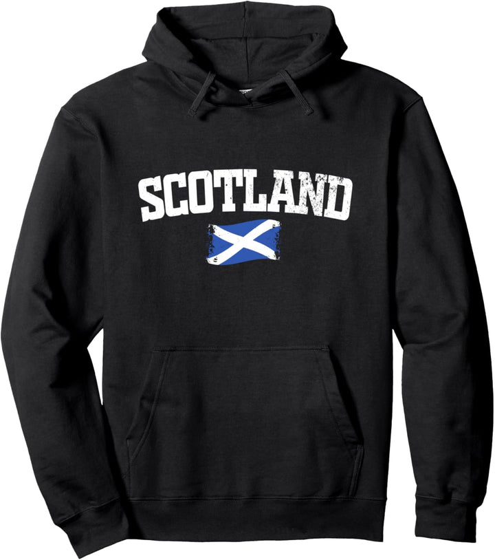 Vintage Retro Schottland Big Text Distressed Flag Design Pullover Hoodie
