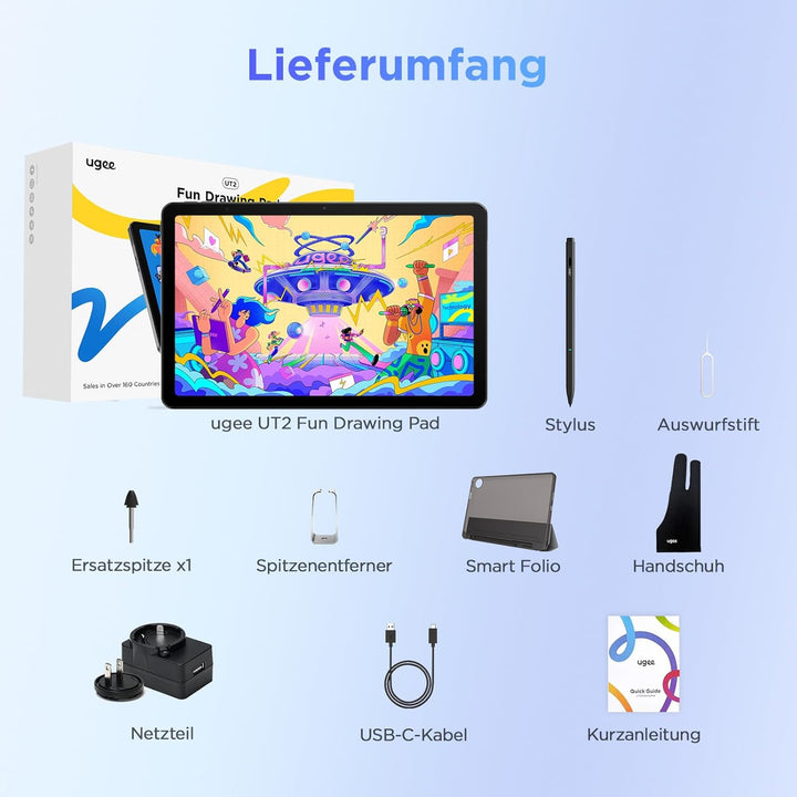 UGEE UT2 Fun Drawing Pad Standalone No Computer Needed mit 10,36 Zoll 2K Display und NanoMatte Finis