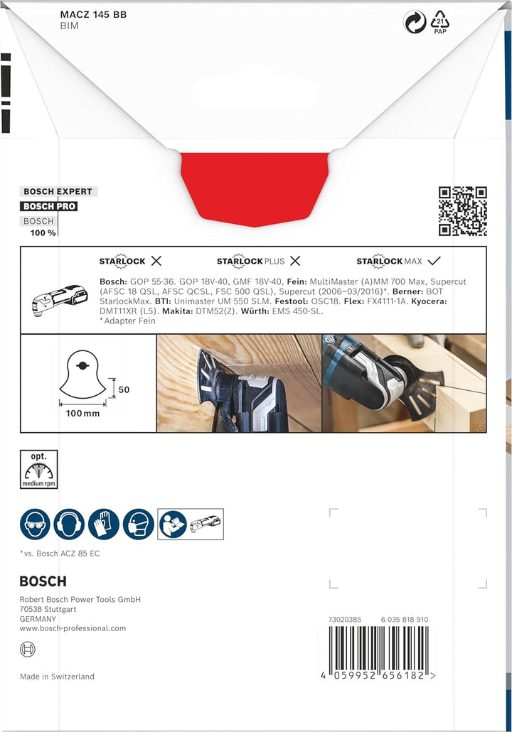 Bosch 1x PRO Multi Material MACZ 145 BB Blatt für Multifunktionswerkzeuge (für Parkett, Holz mit Näg