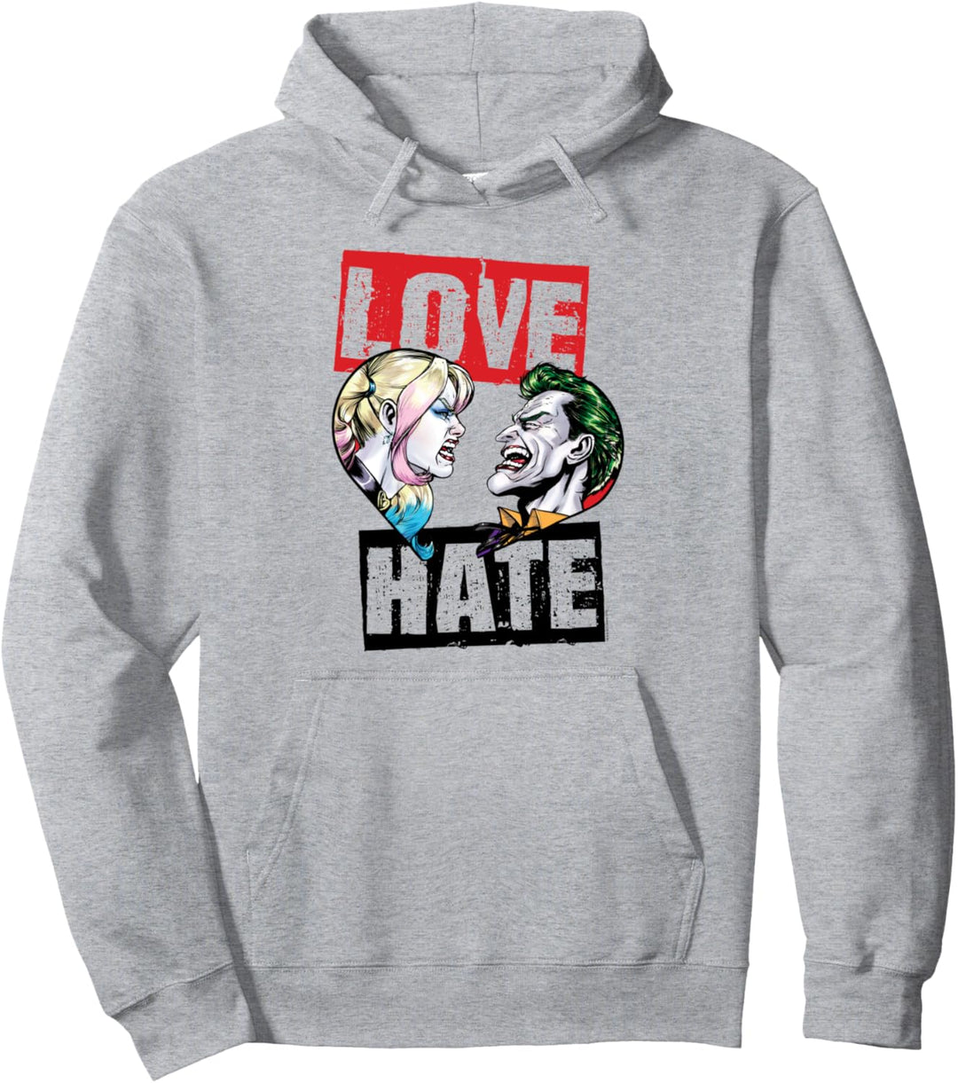 Harley Quinn Joker Love Hate Adult Pullover Hoodie