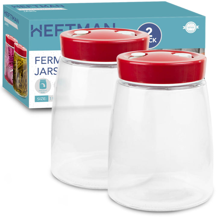 HEFTMAN Gärglas mit Entlüftungsventil mit 1-Wege-Entlüftung – 1,4 l Gärglas für Kefir, Kimchi, Sauer